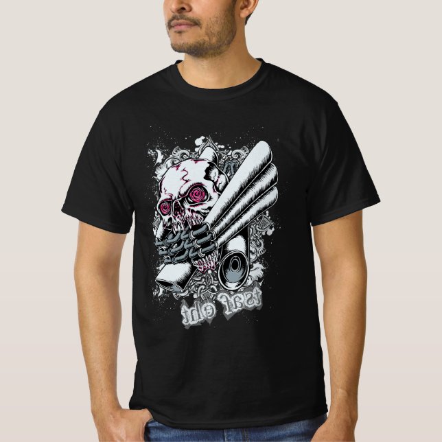 T-shirt Crâne orné de spirales - Gothique Horreur Grunge D (Devant)