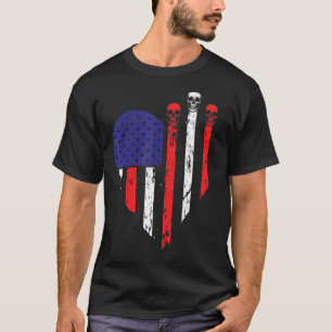 T-shirt Crâne patriotique Coeur du drapeau américain 4 jui