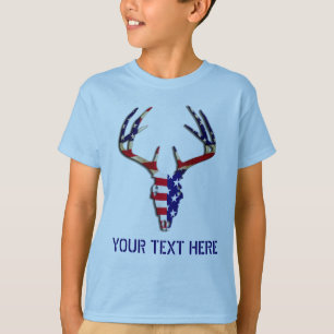 T-shirt Crâne patriotique de chasse de cerfs communs