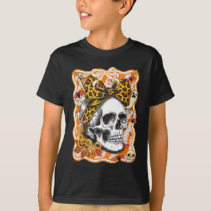 T-shirt Crâne Preppy Bow Halloween Saison Éffrayante Femme