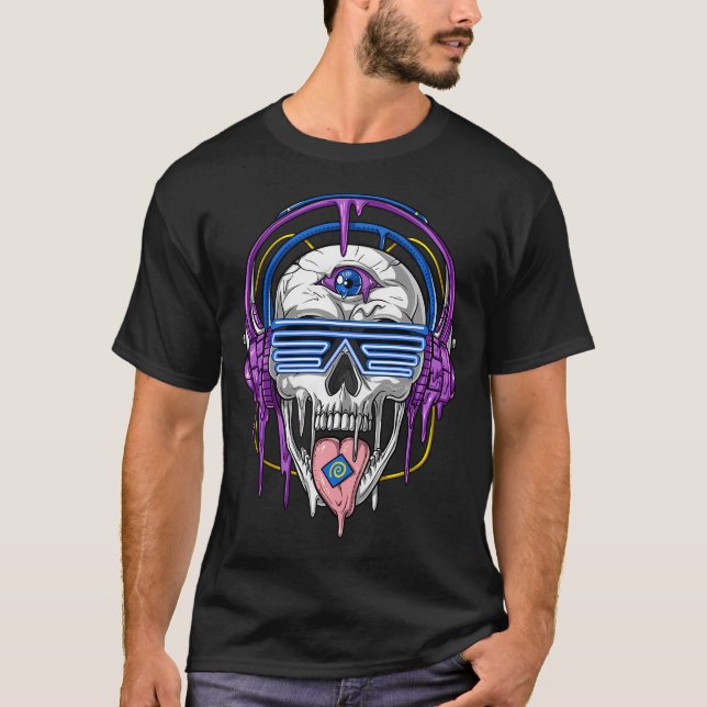 T-shirt Crâne Psytrance Psychedelique (Devant)