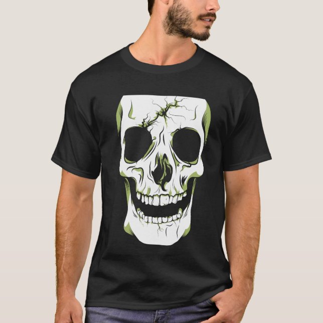 T-shirt Crâne riant ModerneGrunge d'Art Noir (Devant)