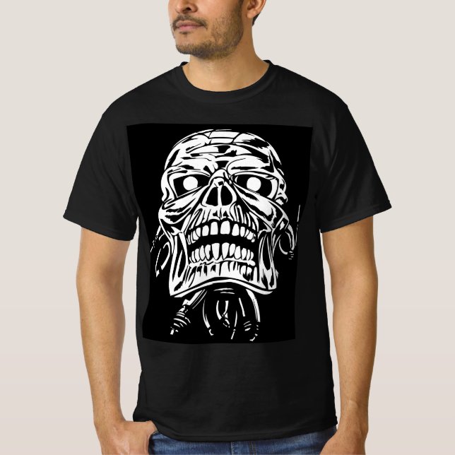 T-shirt Crâne Robotique Cyborg Graphique Vectoriel Cyberpu (Devant)
