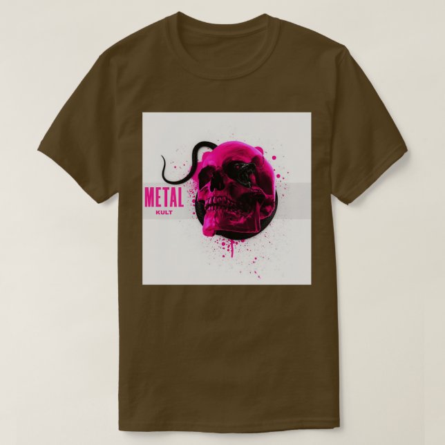 T-shirt Crâne rose avec serpent (Design devant)