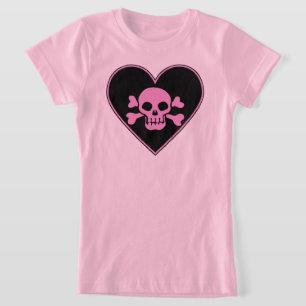 T-Shirt Crâne rose dans le coeur