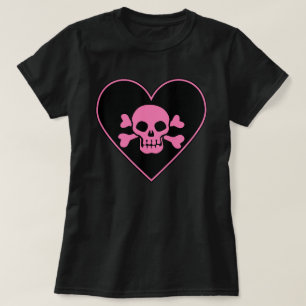 T-shirt Crâne rose dans le coeur