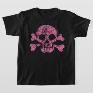 T-shirt crâne rose et os croisés