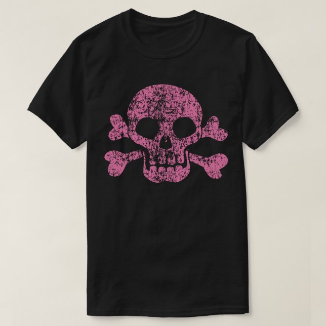 T-shirt crâne rose et os croisés (Design devant)