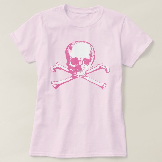 T-shirt Crâne rose Et Traverses (Design devant)