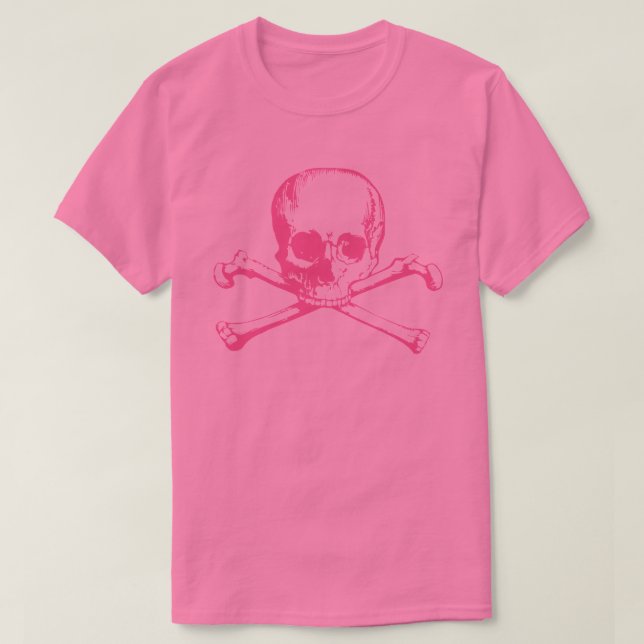 T-shirt Crâne rose Et Traverses (Design devant)