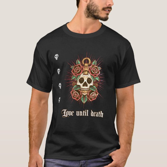 T-shirt Crâne Rose gothique Tattoo graphiques (Devant)