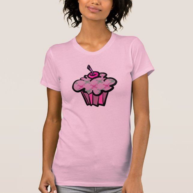 T-shirt crâne rose punk arêtes cupcake (Devant)