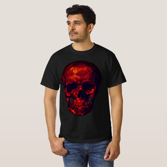 T-shirt Crâne rouge gothique (Devant entier)