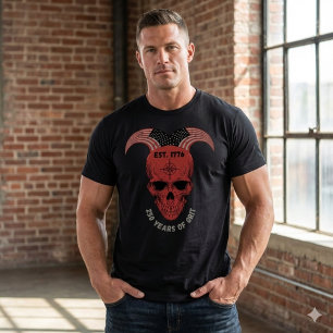 T-Shirt Crâne Rouge Patriotique 250 Ans de Résista