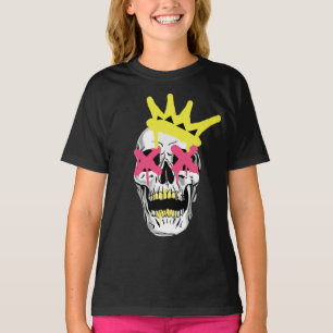 T-shirt Crâne Royal : Couronne Rose aux Yeux en X