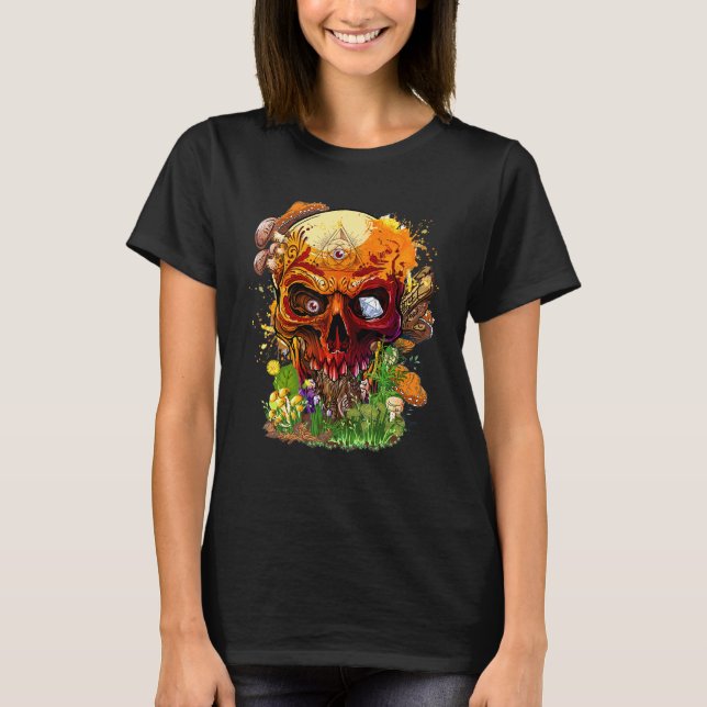T-shirt Crâne sacré Art Psychédélique Design Crâne (Devant)