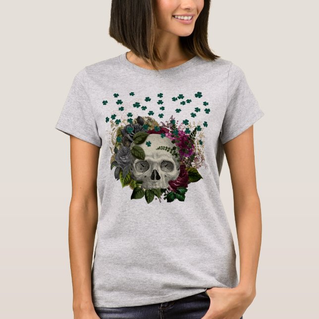 T-shirt Crâne Shamrock floral (Devant)