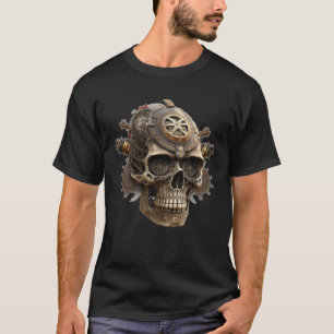 T-shirt Crâne Sombre Rétro Steampunk Engrenage Mécanique S