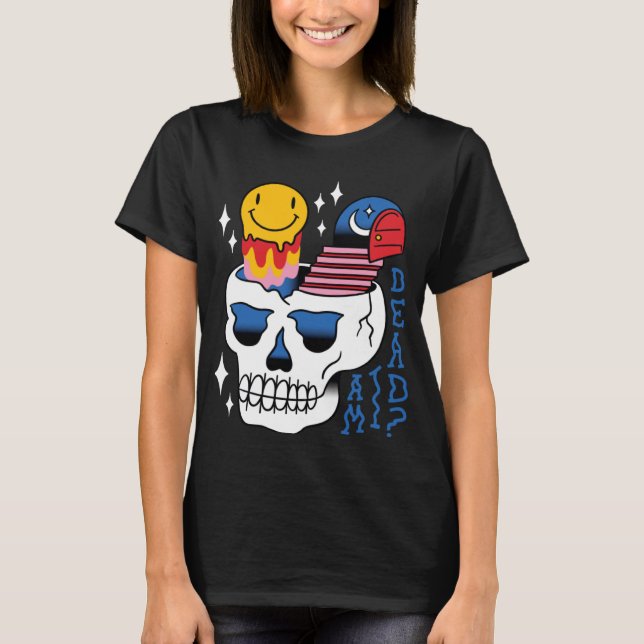 T-shirt Crâne squelette effrayant déplaisant mort (Devant)