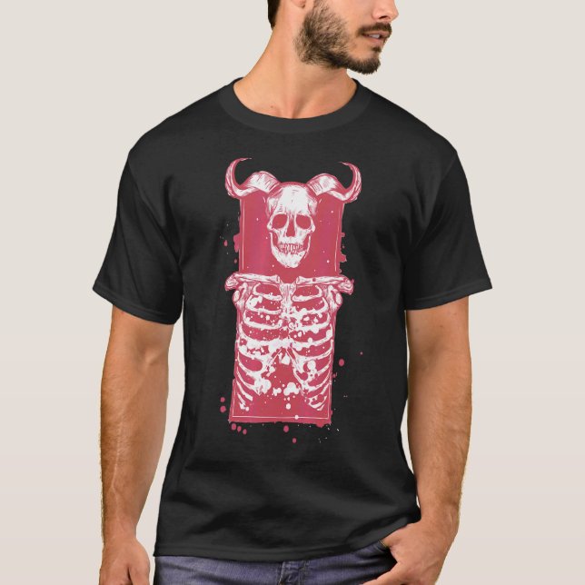 T-shirt Crâne Squelette Gothique Gothique Art (Devant)