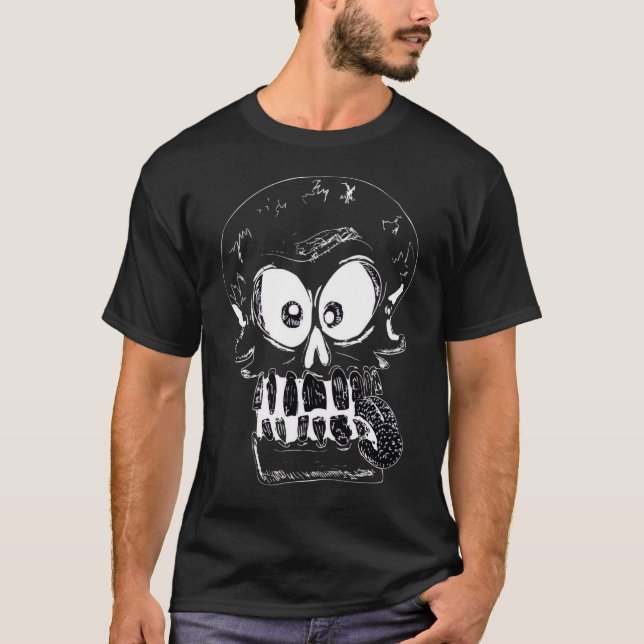 T-shirt crâne squelette visage rigolo ( inversé ) (Devant)