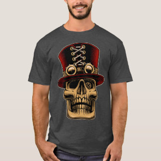 T-shirt Crâne Steampunk avec cadeau d'art Vintage Casquett