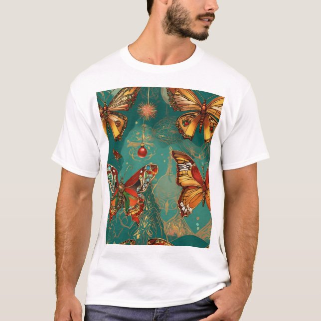 T-shirt Crâne Steampunk avec Cheveux Afro Papillon – Basqu (Devant)