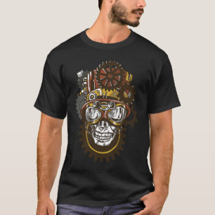 T-shirt Crâne Steampunk bizarre Bizarre amusant foncé