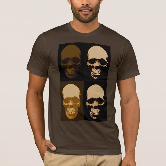 T-shirt Crâne stylé Brown Pop Art Retro (Devant)