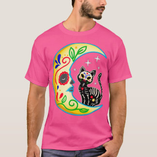T-shirt Crâne sucre Chat Lune Halloween Jour De La Mort 2