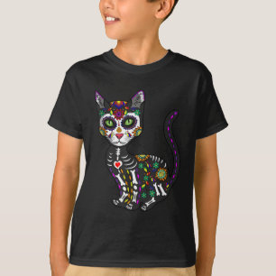 T-shirt Crâne sucre Chat mexicain Halloween Jour De La Mor