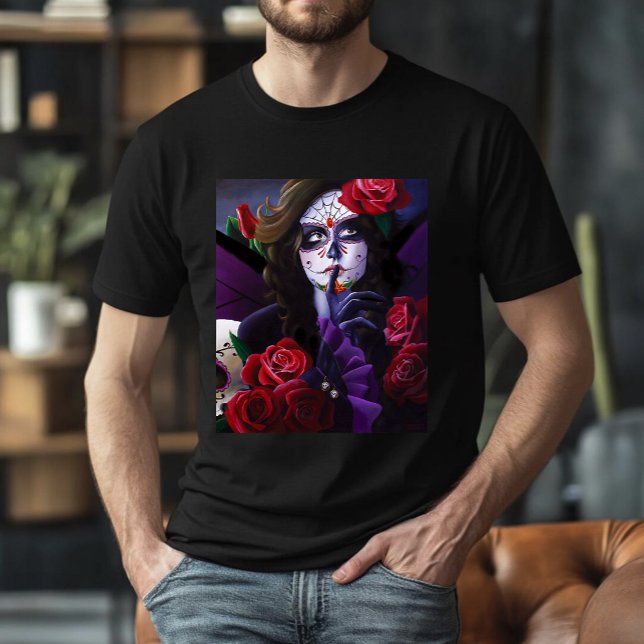 T-shirt Crâne sucre Roses rouges pourpre (Créateur téléchargé)