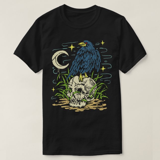 T-shirt Crâne supérieur du corbeau (Design devant)