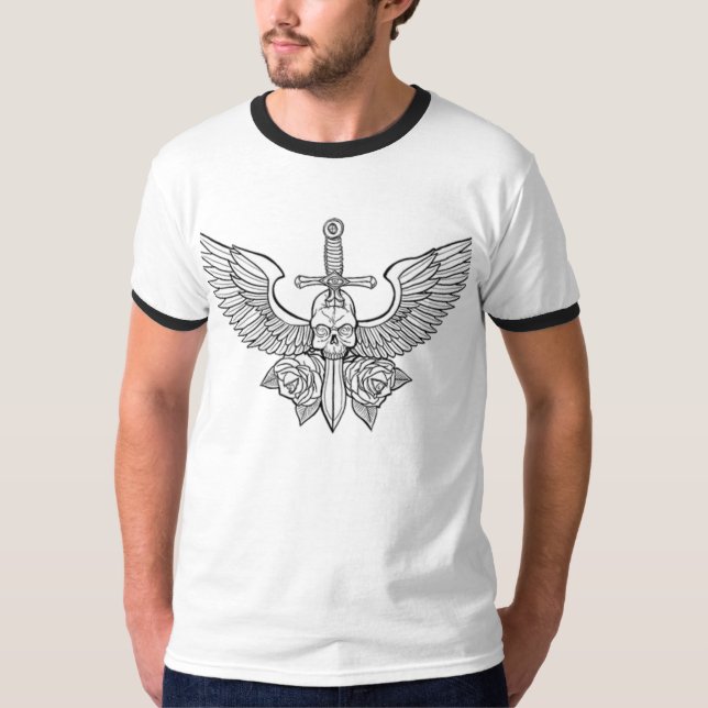 T-shirt crâne sur la chemise d'épée (Devant)
