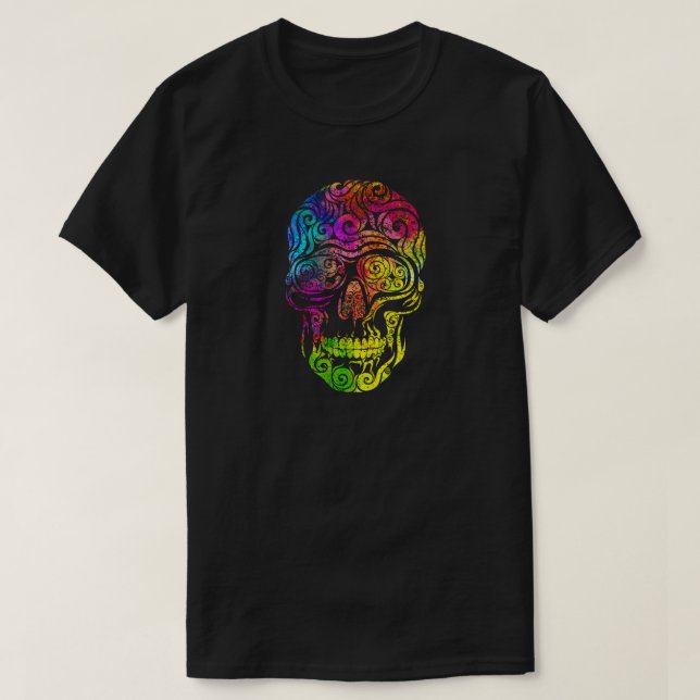 T-shirt Crâne tourbillonnant (couleur) (Design devant)