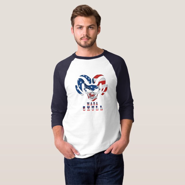 T-shirt Crâne Ultra Maga | Raglan à manches 3/4 pour homme (Devant entier)