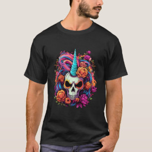 T-shirt Crâne Unicorne Mythique Créatures Art Tropical Exo