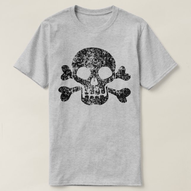 T-shirt Crâne usé et os croisés (Design devant)
