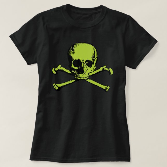 T-shirt Crâne Vert Et Crossbones (Design devant)