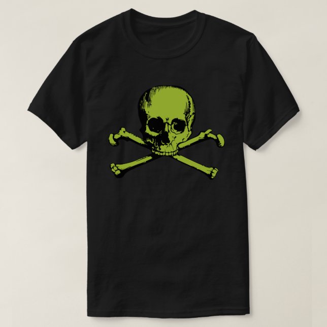 T-shirt Crâne vert et os croisés (Design devant)