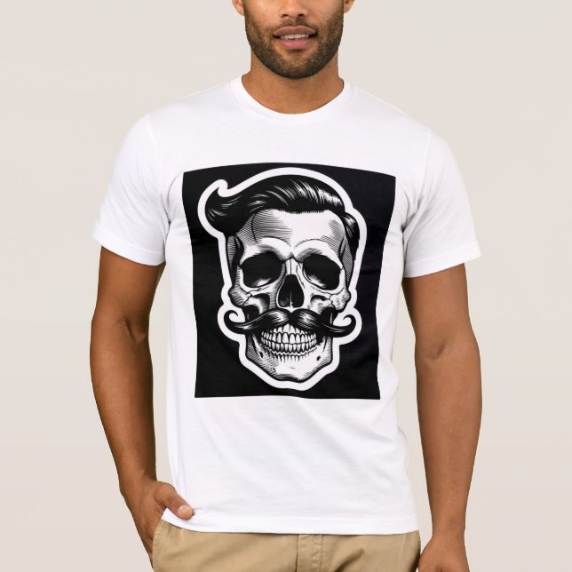 T-shirt 💀 Crâne Vintage à Moustache 🖤 (Devant)