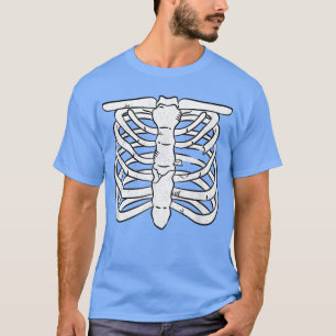 T-shirt Crâne Vintage Décontractée squelette poitrine roug
