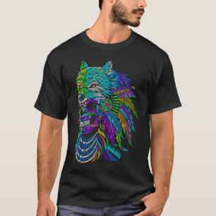 T-shirt Crâne Wolf Huichol Sugar Crâne Calavera Mexicaine 