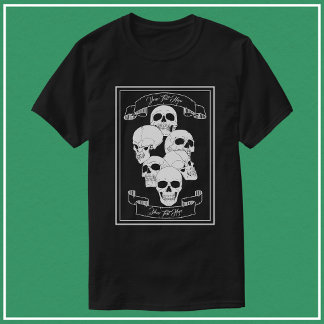 T-shirt Crânes avec Bannières et Texte Hommes Noir