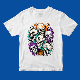 T-shirt Crânes avec style d'art de graffiti de dessin anim