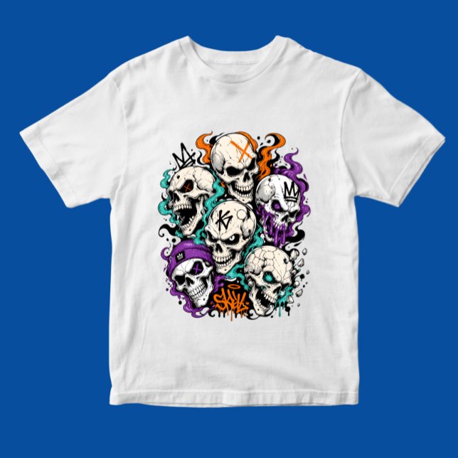 T-shirt Crânes avec style d'art de graffiti de dessin anim (Créateur téléchargé)