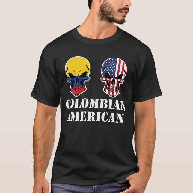T-shirt Crânes colombiens de drapeau américain (Devant)