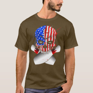 T-shirt Crânes de bowling Drapeau américain crâne T