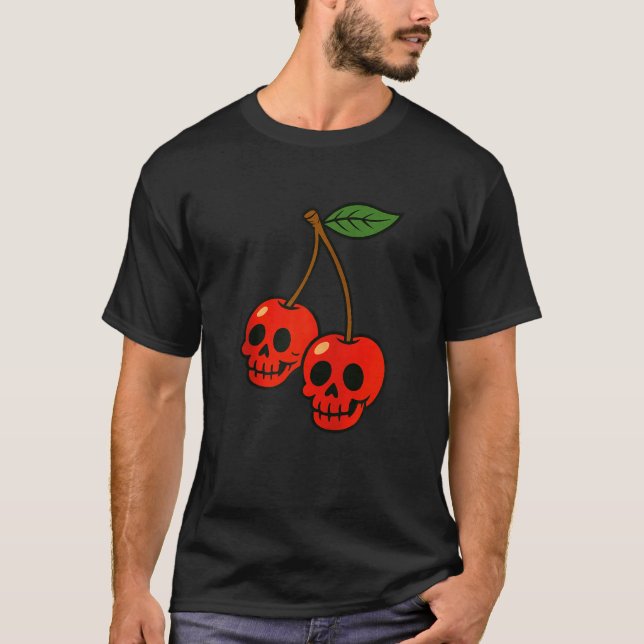 T-shirt Crânes de cerise mignons et effrayants Zip de frui (Devant)