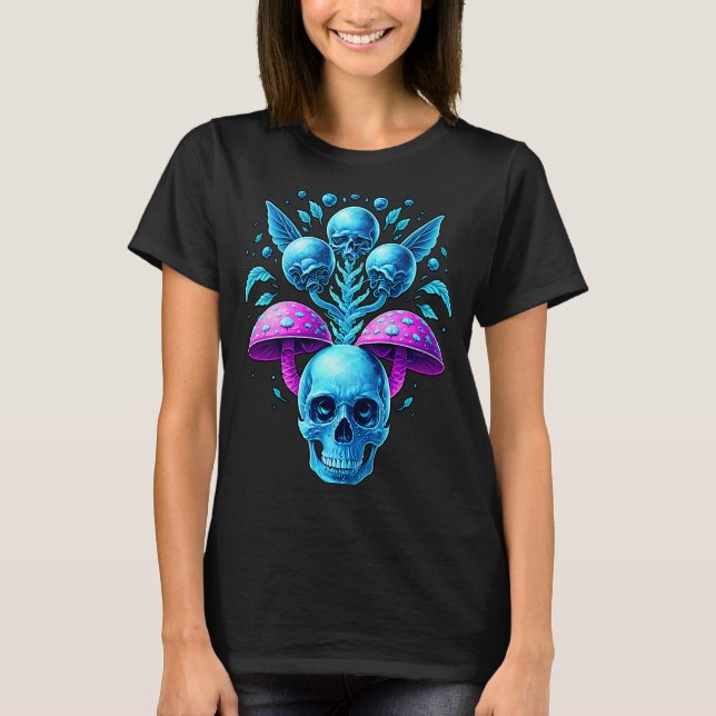 T-shirt Crânes de champignon Fairycore Vaporwave esthétiqu (Devant)